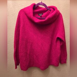 Tahari Merino Wool Blend Cowl Neck Sweater Pink XXL
